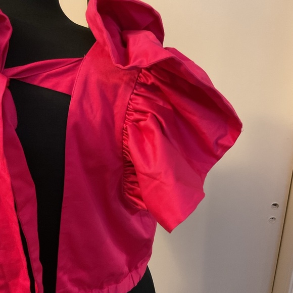 7. NWT Making The Cut Fushcia Pink Ruffle Sleeveless V-Neck Top Size Large - Picture 12 of 12